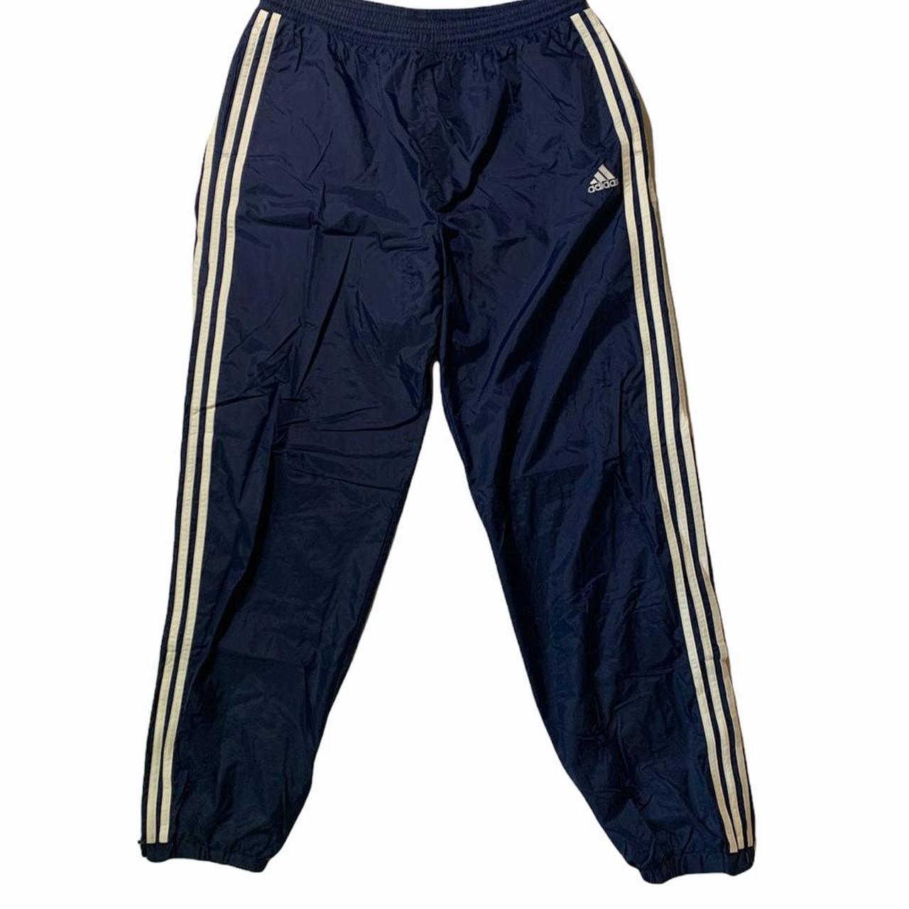 ADIDAS NAVY BLUE/ WHITE TRACK PANTS *SIZE: LARGE... - Depop