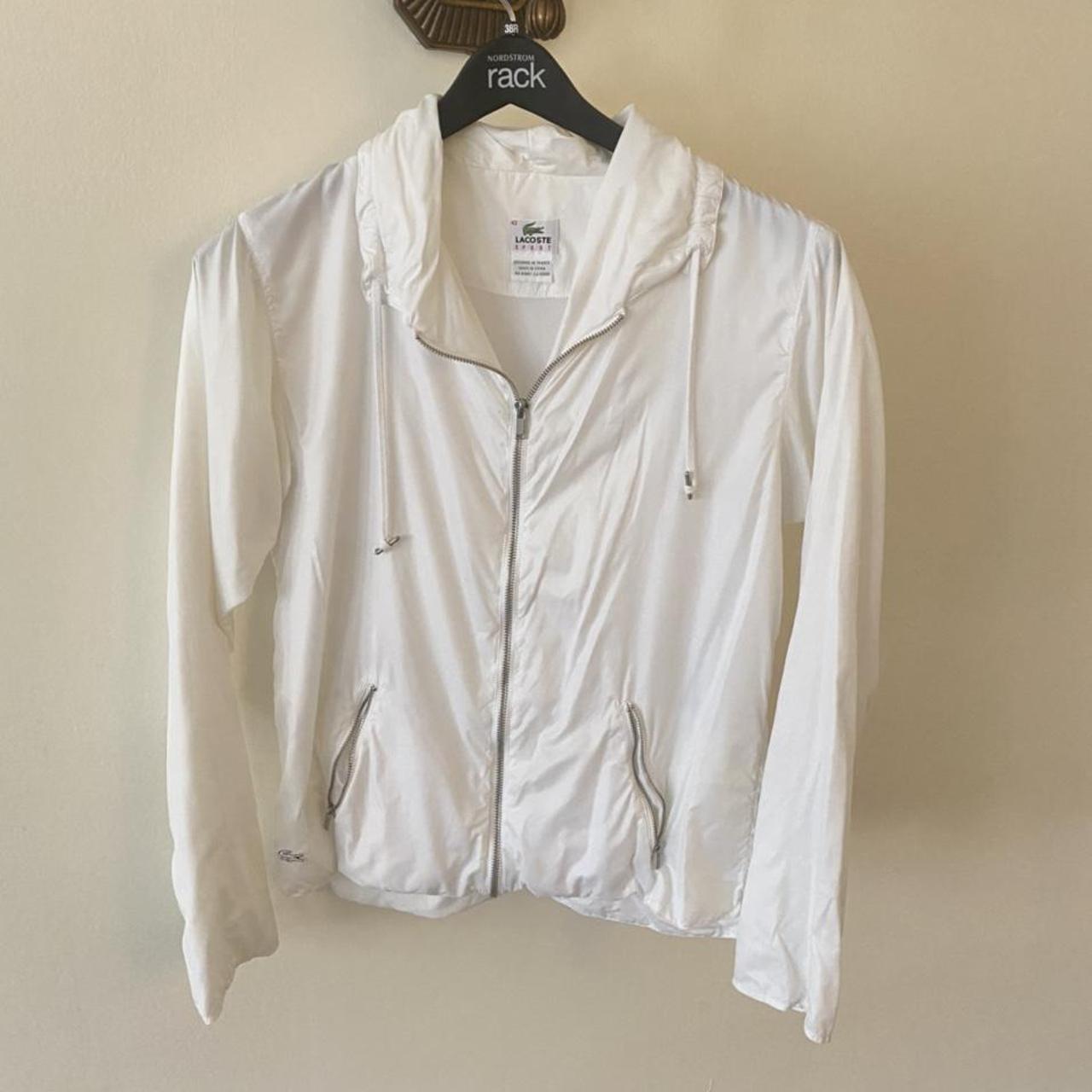 Lacoste nylon jacket Lacoste white drawstring... - Depop