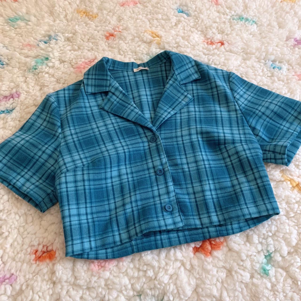 Brandy Melville / John Galt Vivian Blue Plaid Top... - Depop