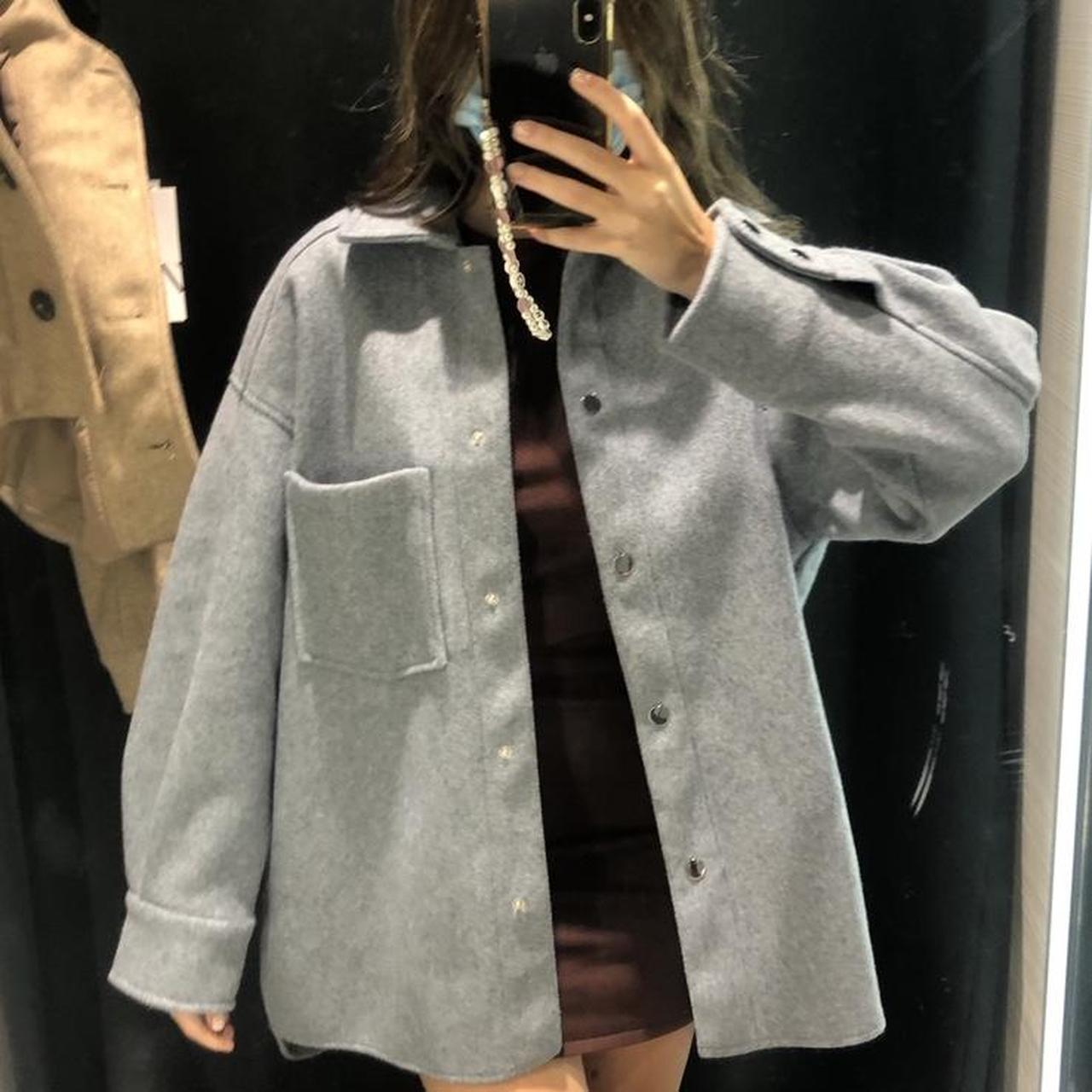 grey shacket zara