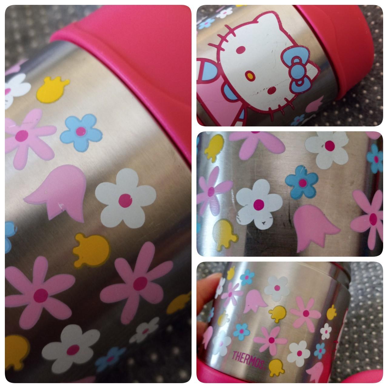 hello kitty thermos - has many scuffs/markings but - Depop