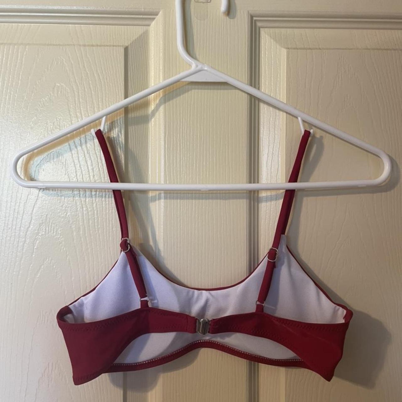 burgundy sports bra from shein, size small padding - Depop