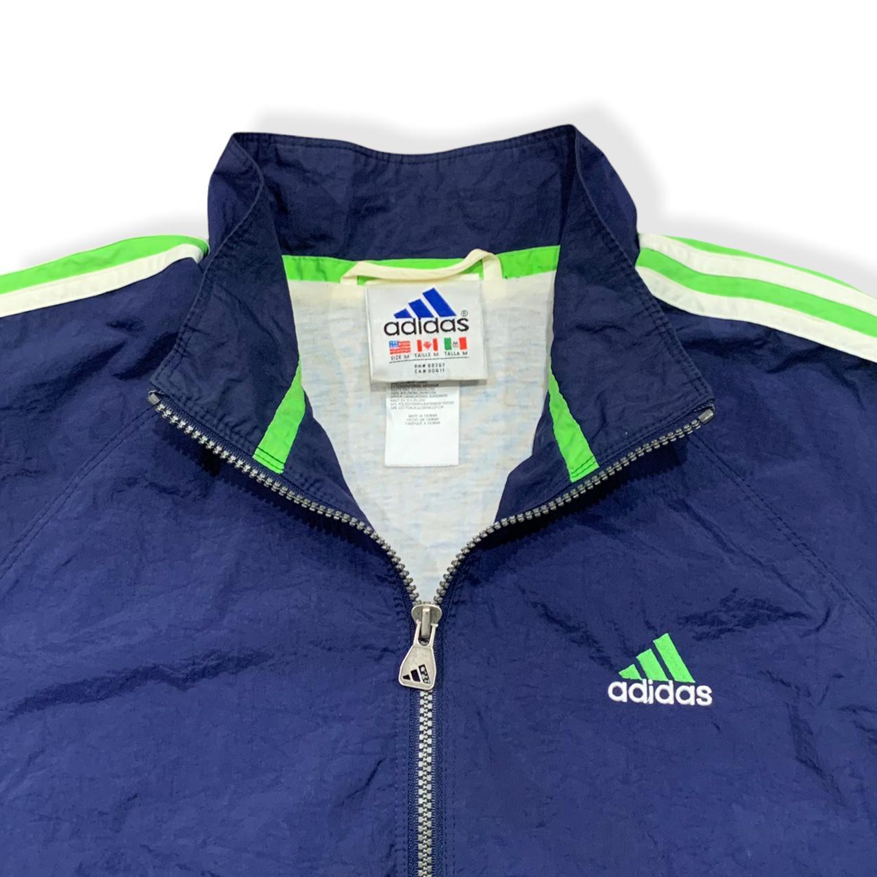 Vintage Adidas Track Jacket sz M color Navy / Slime | Depop