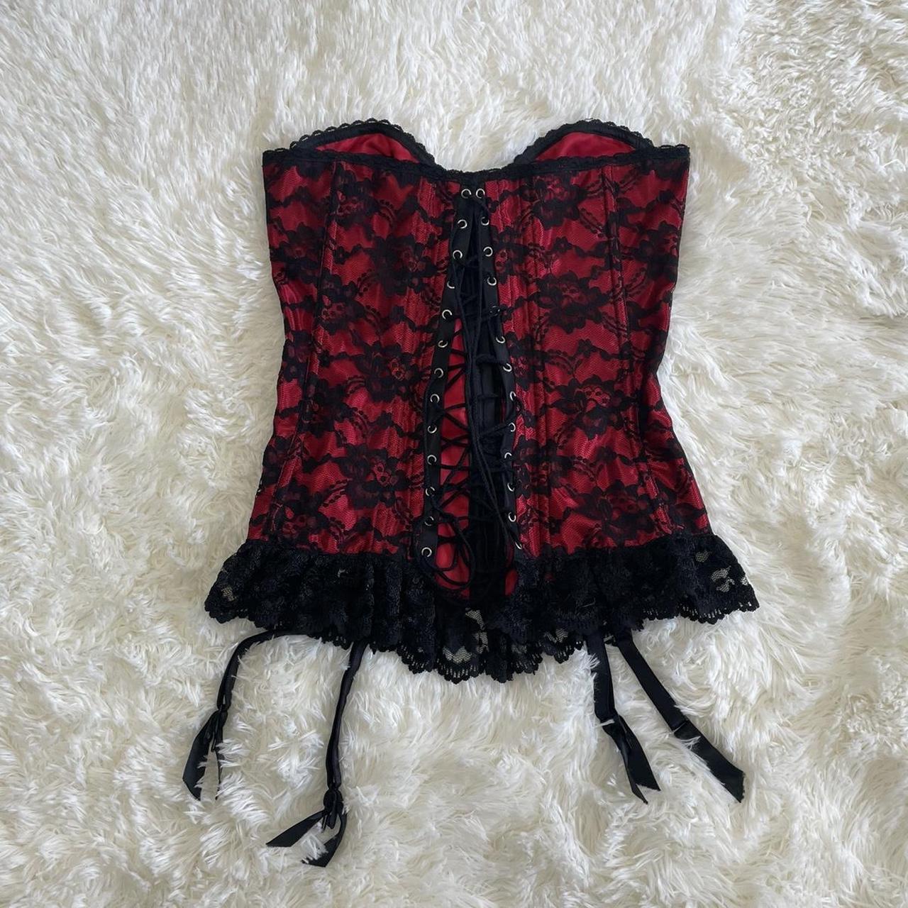 Vintage 90s Fredericks of Hollywood Corset Red... - Depop