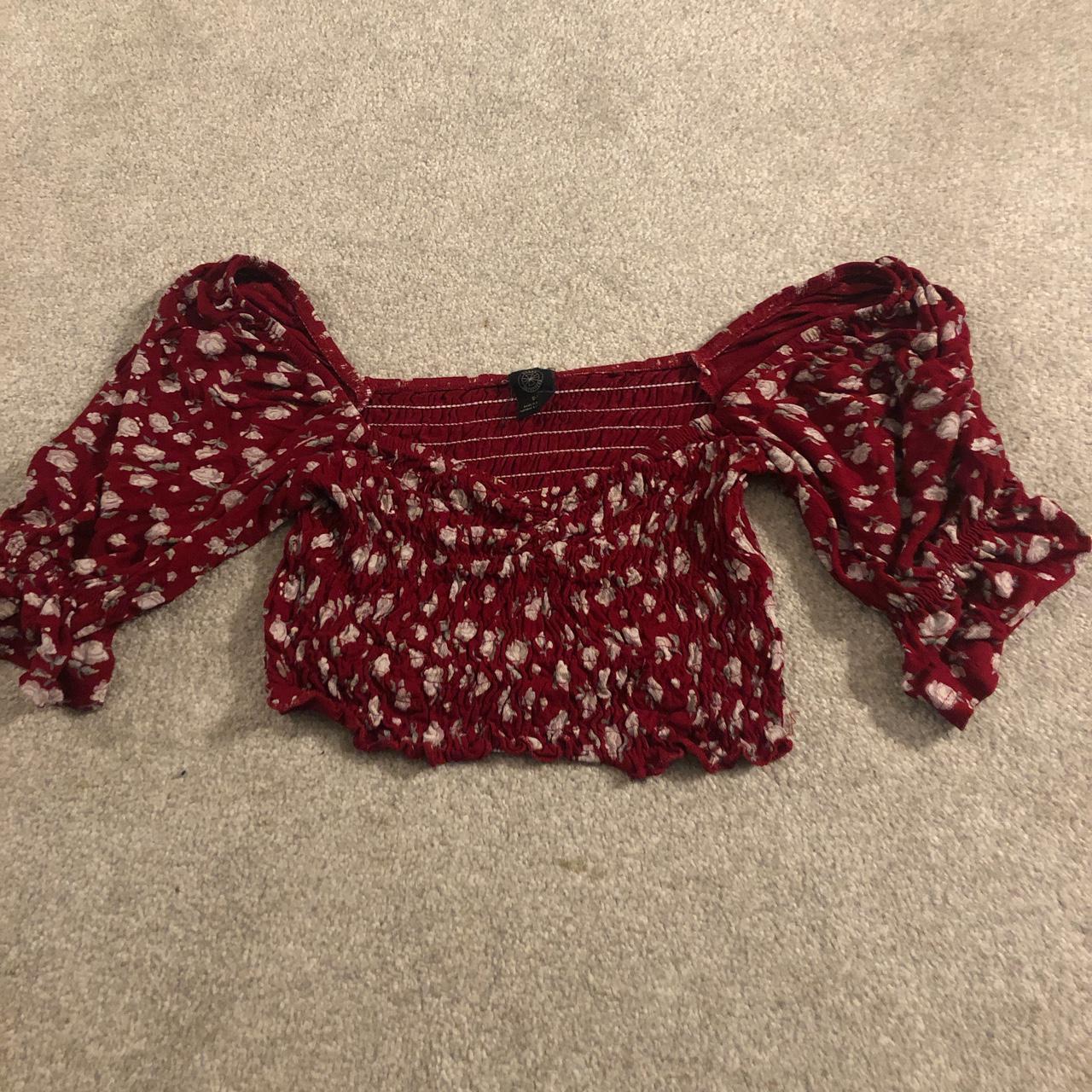 red floral crop top from urban outfitters haven’t... Depop