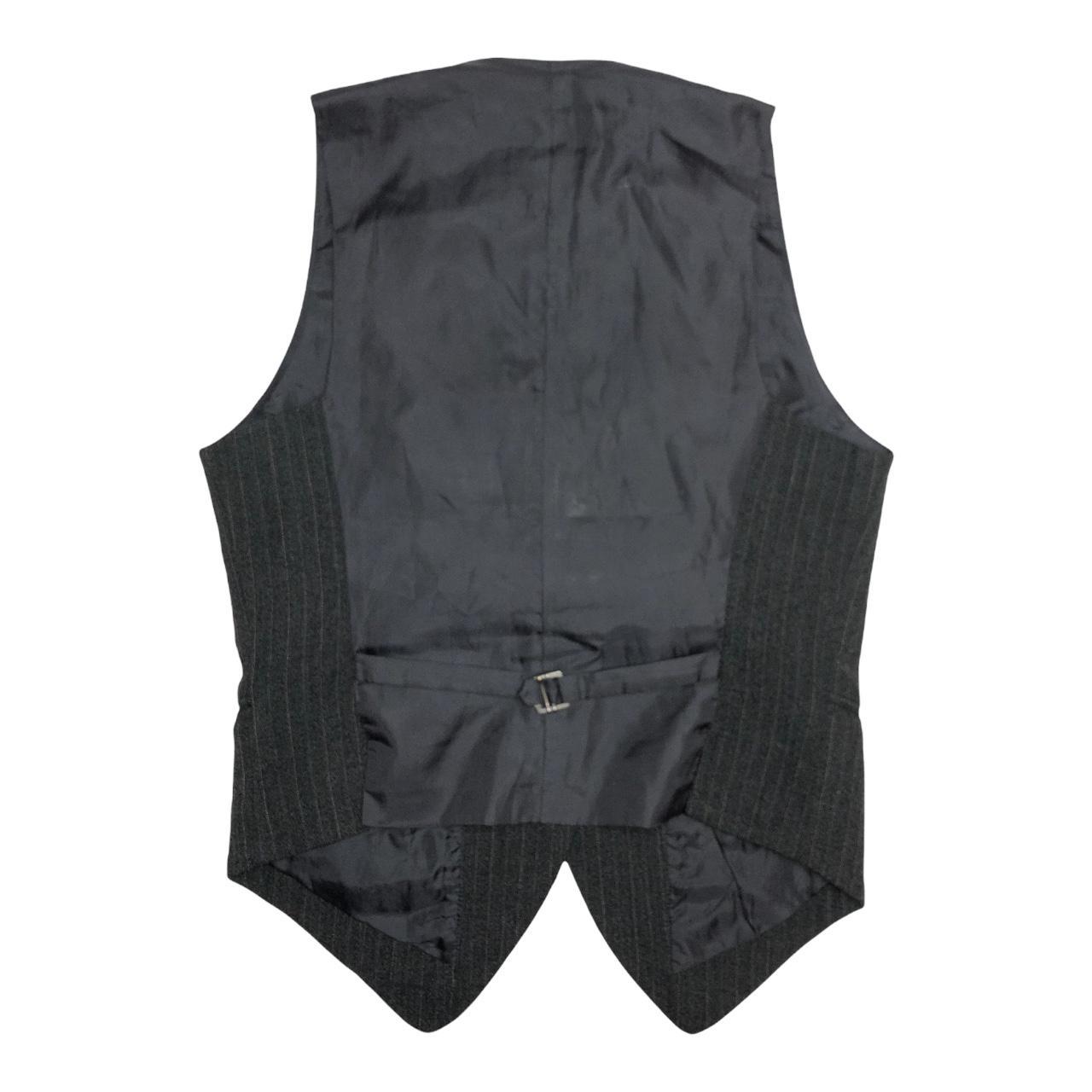 00s grey pinstripe waistcoat adjustable vest top... - Depop