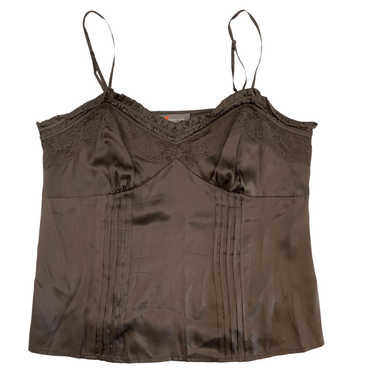 Vintage Brown Silk Lace Trim Cami Top Labelled Size Depop 1407