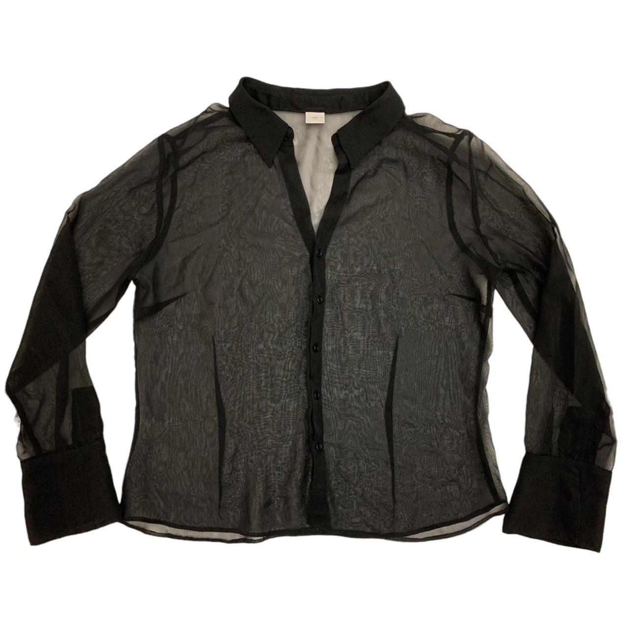 00s New Look black sheer chiffon style blouse top... - Depop