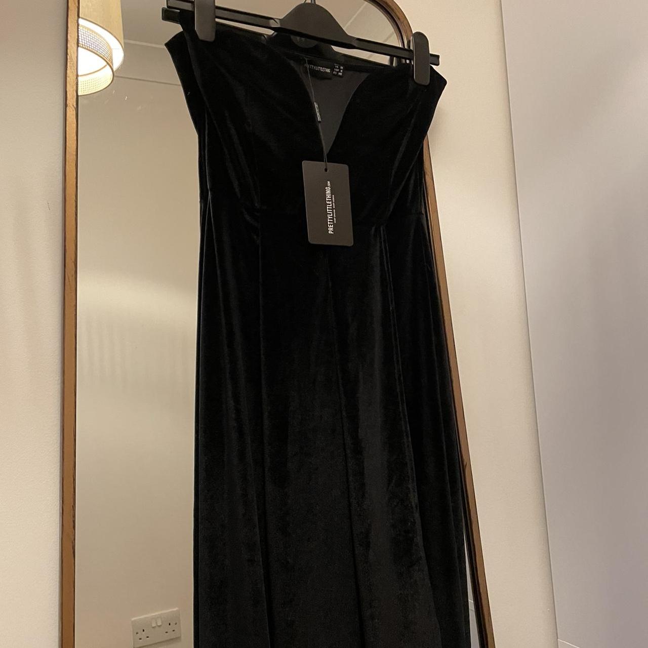 PLT Black Velvet Maxi Split Dress As Seen On Molly Depop