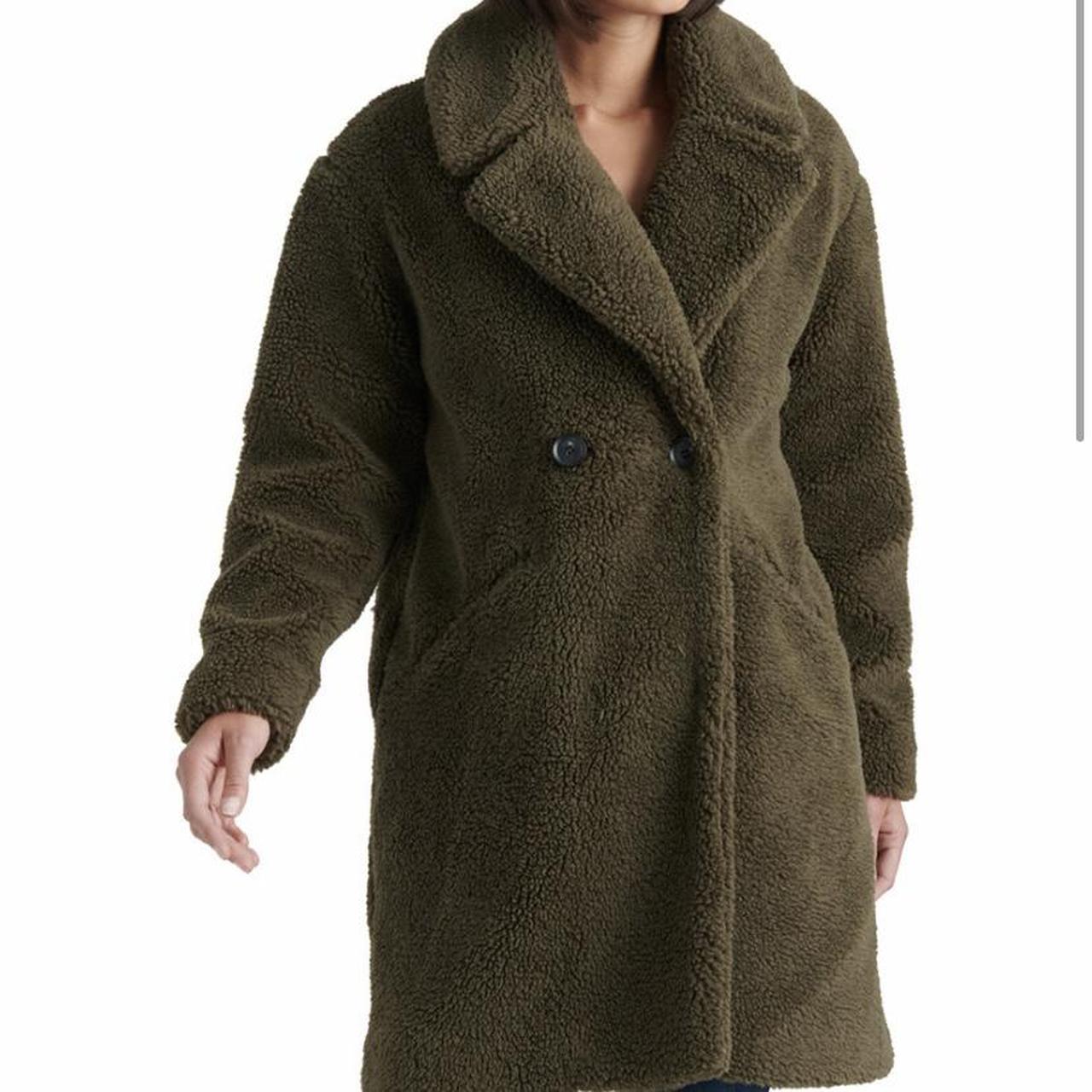 Olive Teddy Coat fur coat fuzzy jacket Brand: Lucky - Depop