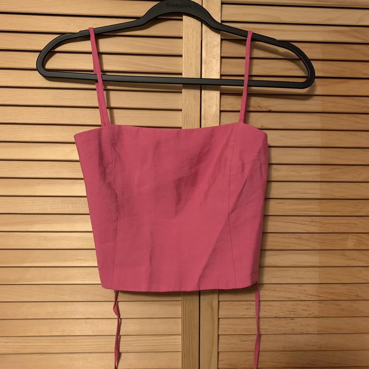 Zara top flowy crop top hot pink zara crop top... Depop
