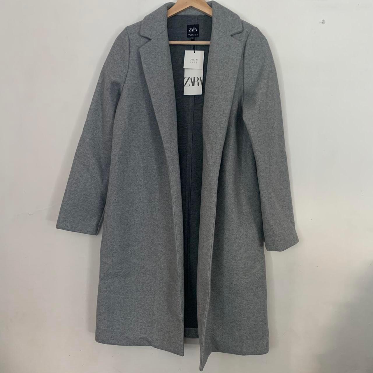 Zara grey coat collar size Small Never worn,... Depop