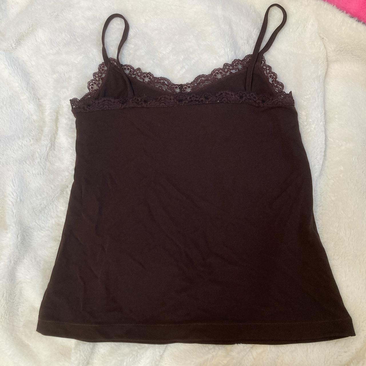 DKNY brown lace trim tank top🤎🤎🤎 material is great,... - Depop