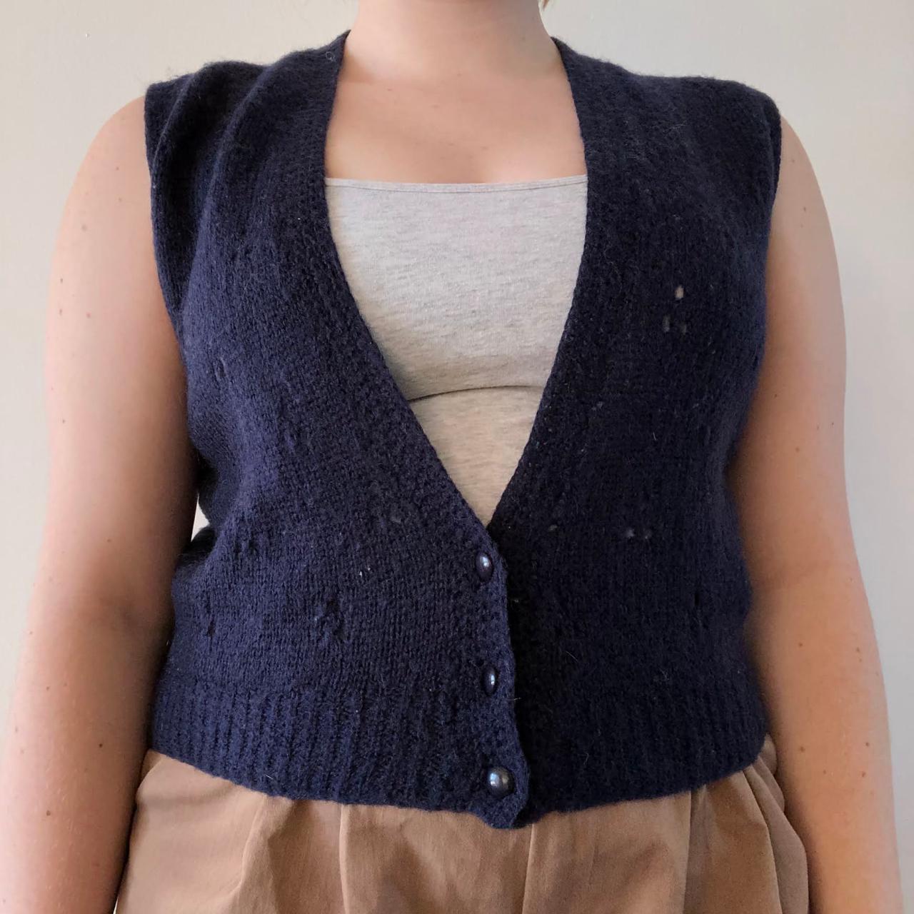Navy knit vest. ☆ Would fit a S, handmade so there... - Depop