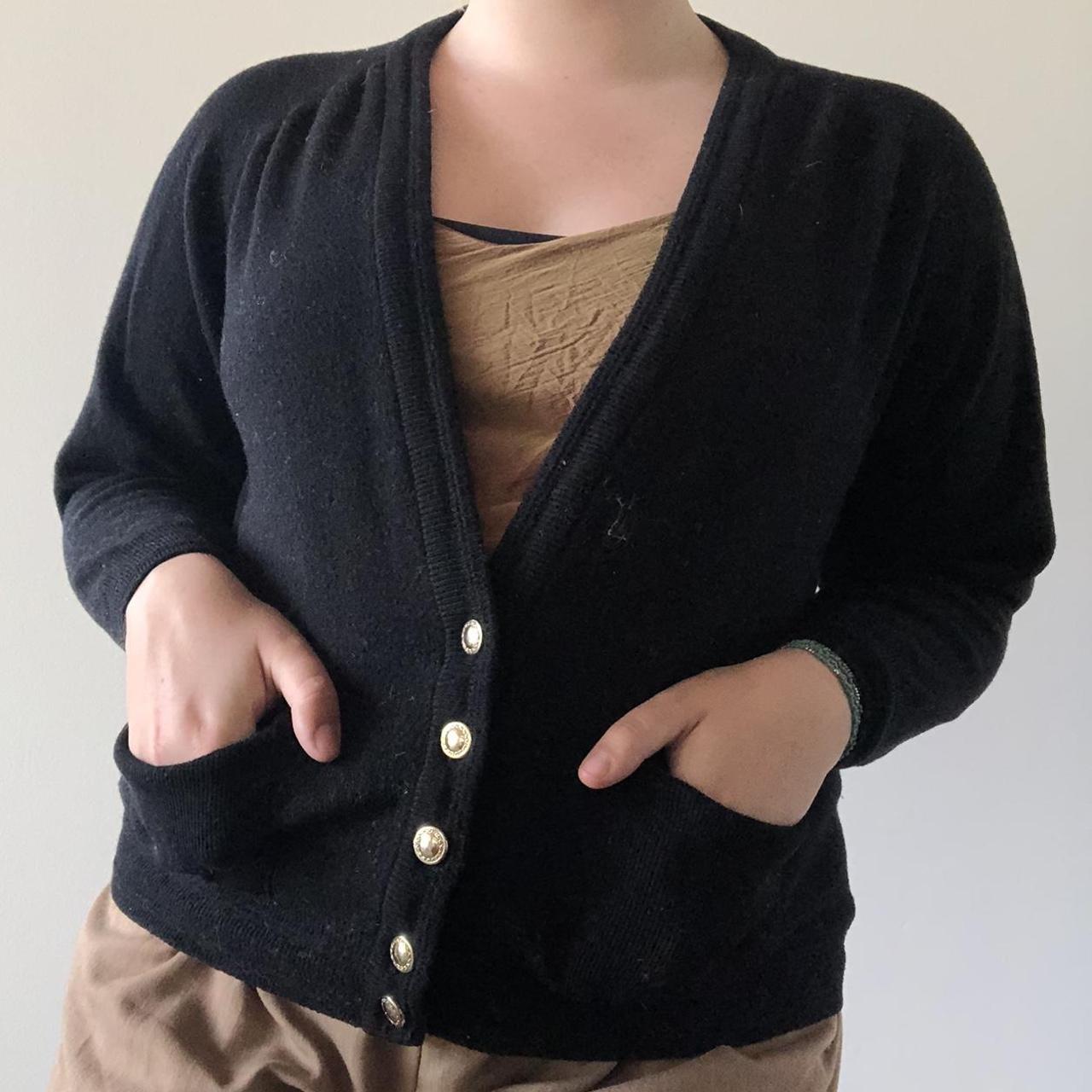 cute vintage black cardigan with gold buttons. ☆ !... Depop
