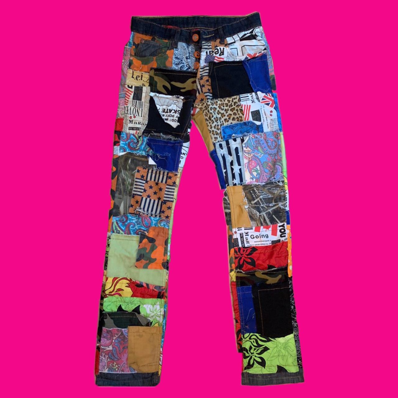 one of a kind biepa patchwork jeans size 29 but im... - Depop