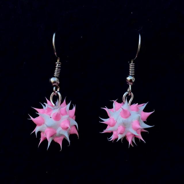 blue & pink rubber spike earrings major nostalgia - Depop