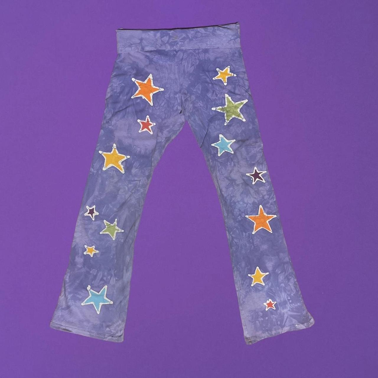 star pants leggings tie dye low rise flare pants