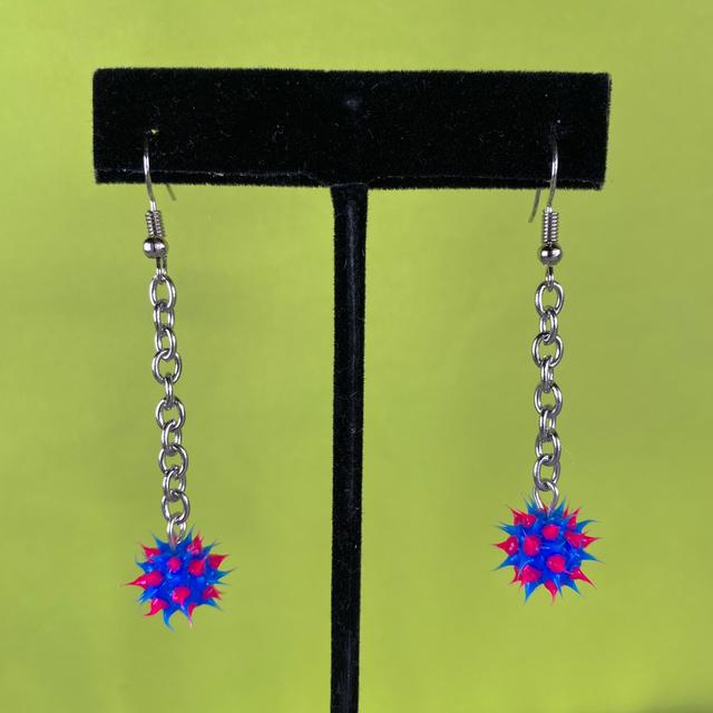 blue & pink rubber spike earrings major nostalgia - Depop