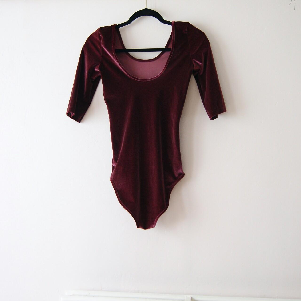 Burgundy, velvet bodysuit from Next. Size S.... Depop