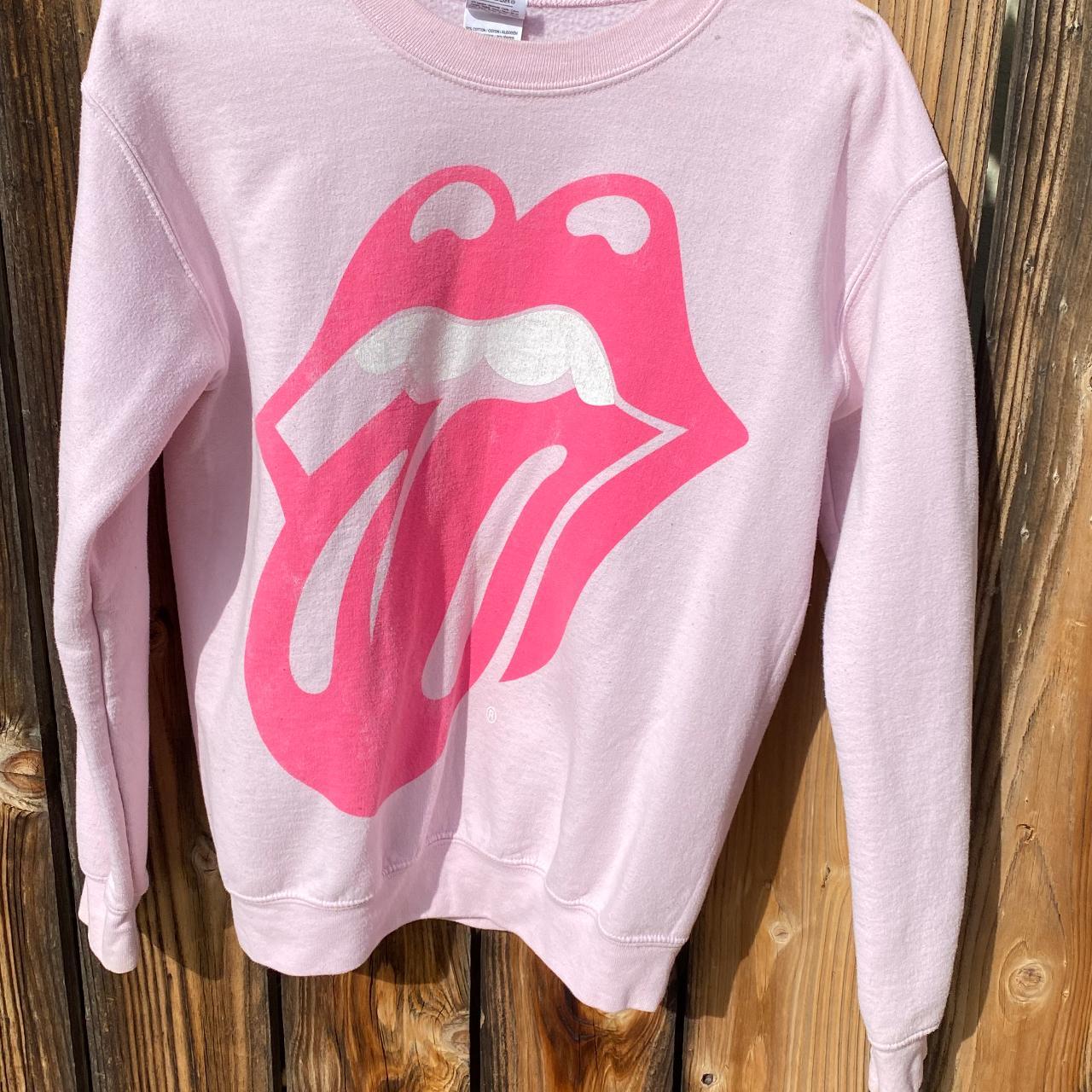 pink rolling stones sweatshirt