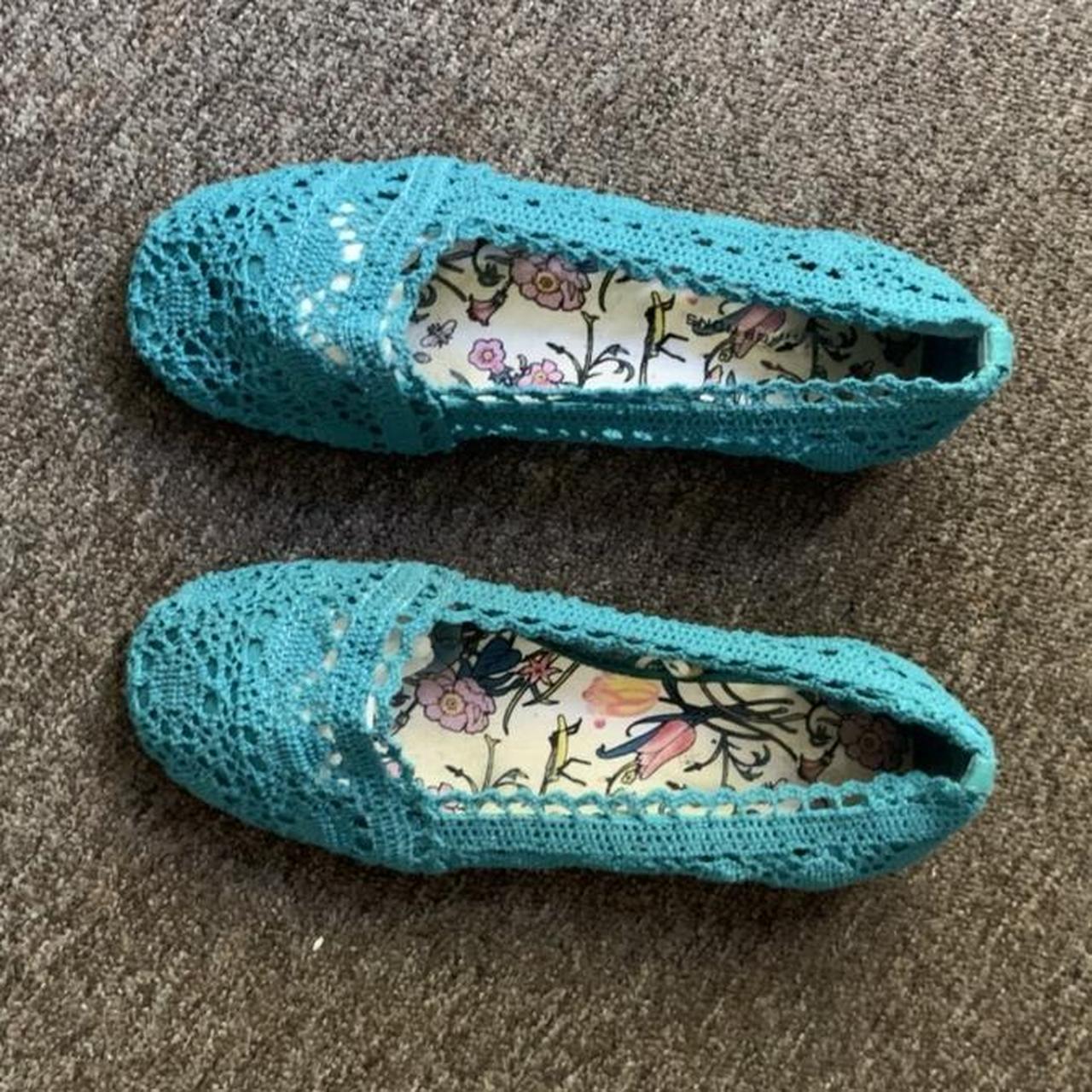 Vintage crochet ballet flats Aqua blue Brand new. Depop