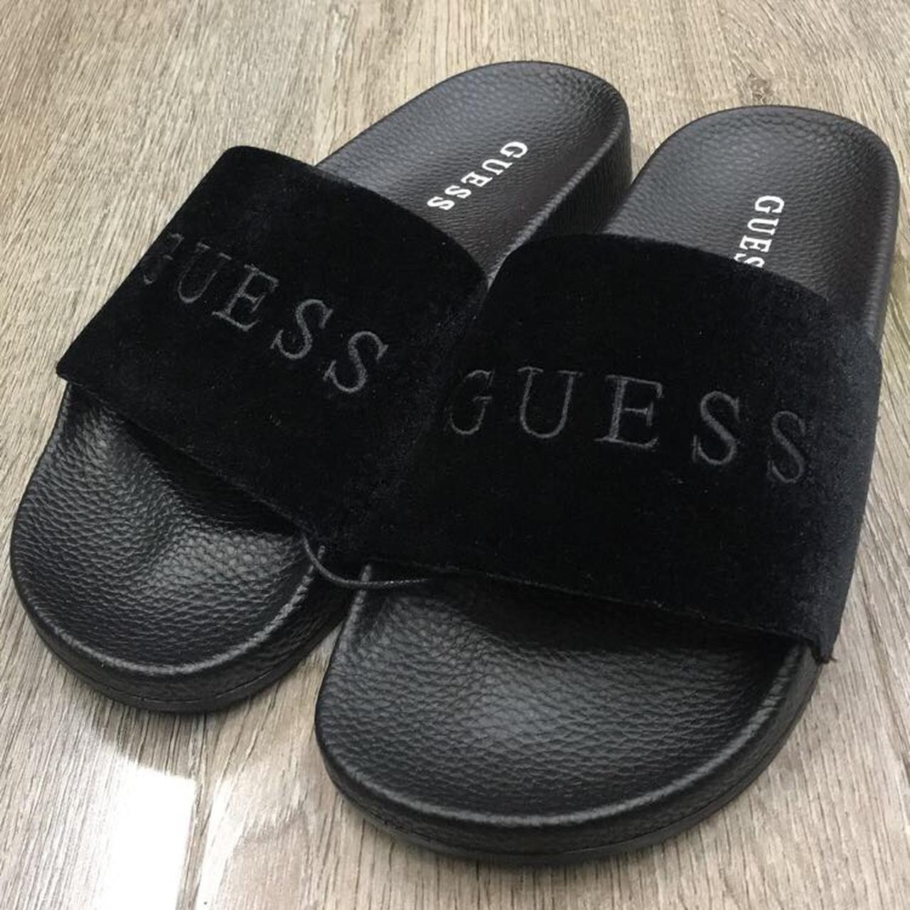 GUESS Velvet Sliders Colour BLACK Bag Not