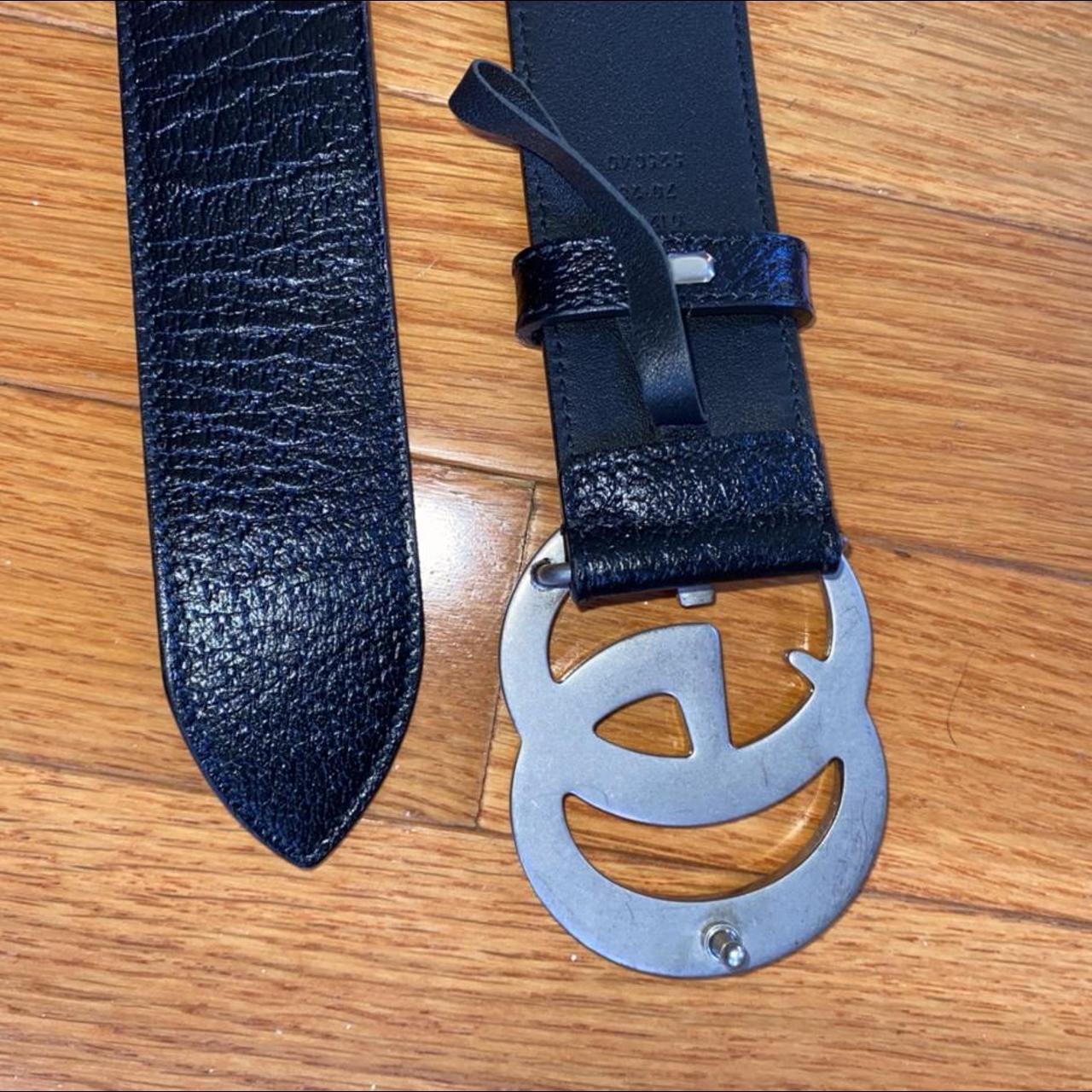 Authentic silver gucci belt Black, thick, leather - Depop
