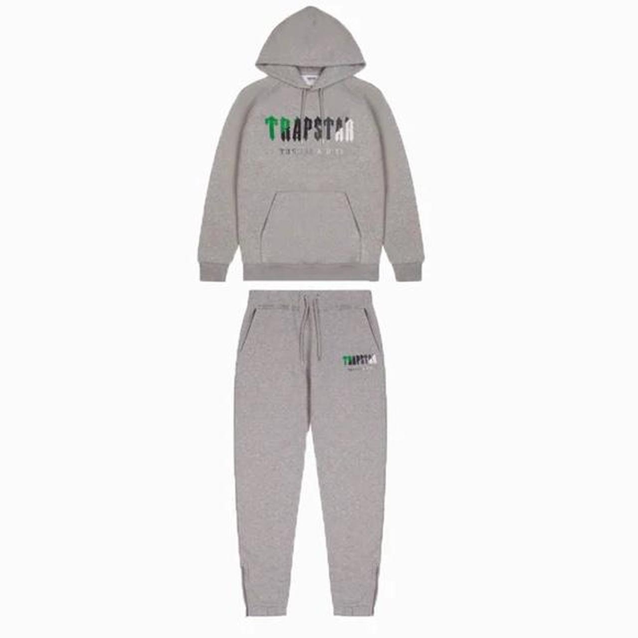 Grey Trapstar tracksuit with green, black and white... Depop
