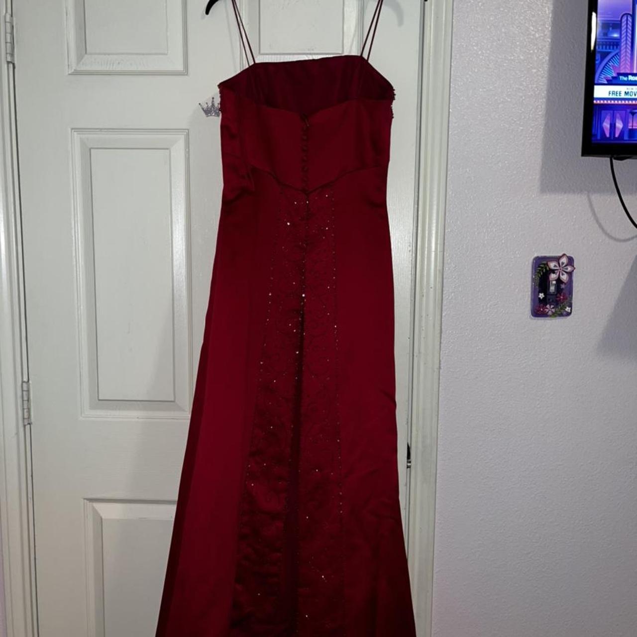 red prom dress or formal dress it says size 10 but i... - Depop