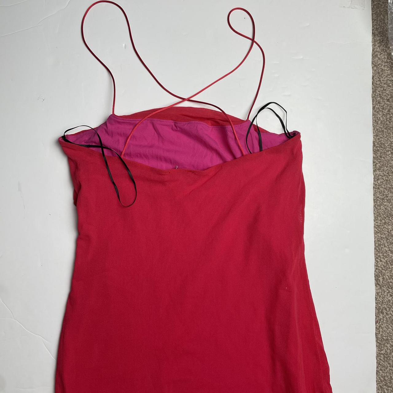 insane 00s pink and red mesh overlay strappy... Depop
