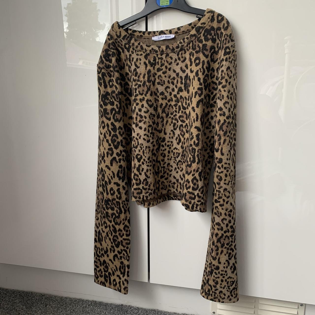 Zara cheetah print woollen long sleeved top x size... - Depop