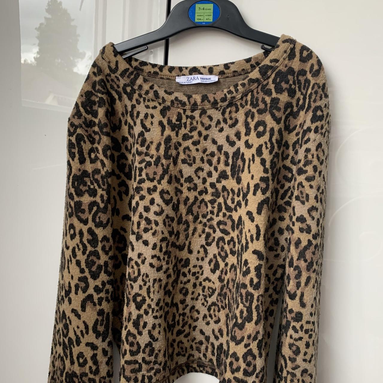 Zara cheetah print woollen long sleeved top x size... - Depop