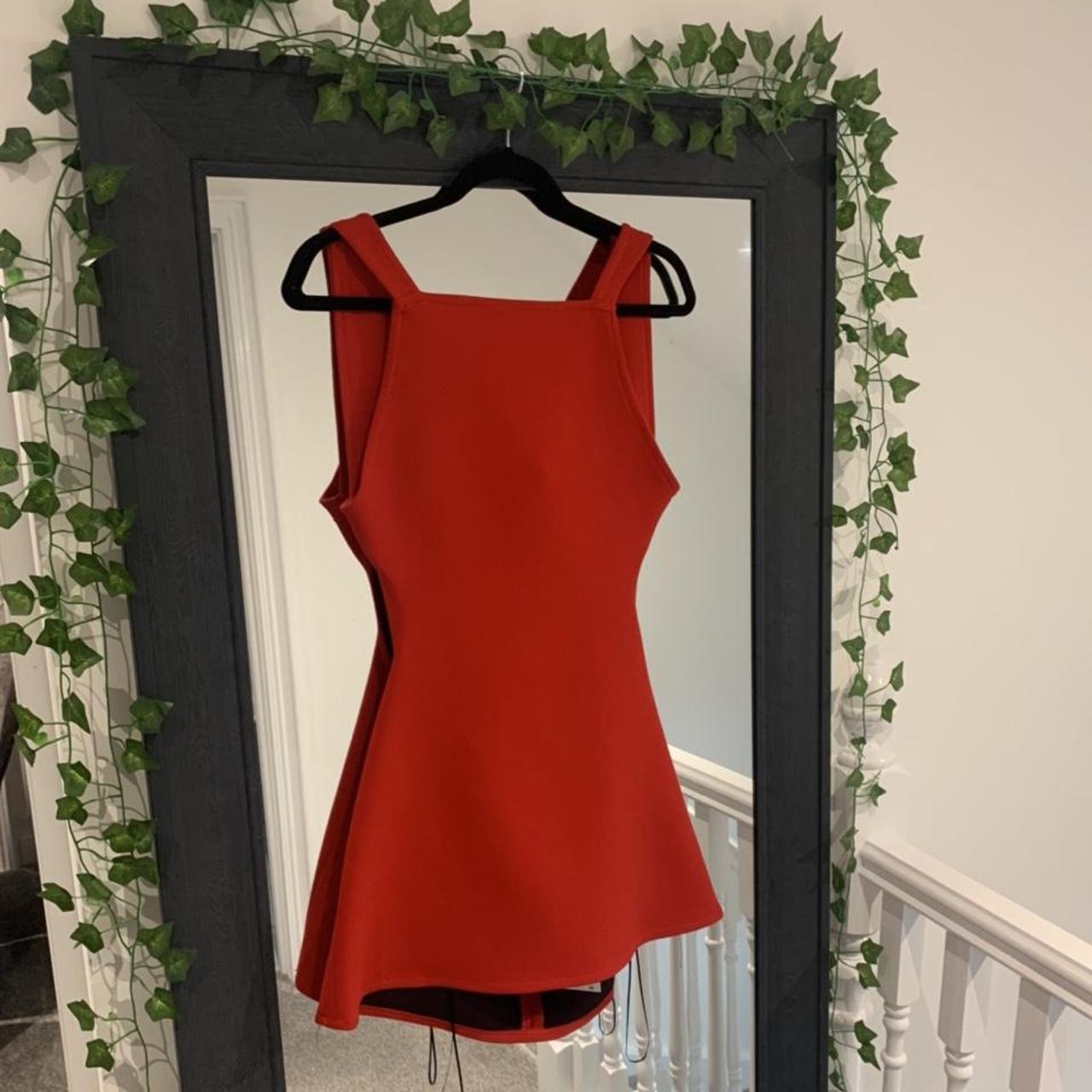 red backless dress zara