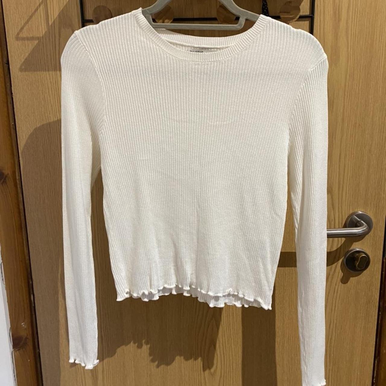 Pull and Bear basic top with frill sleeves. Basic... - Depop