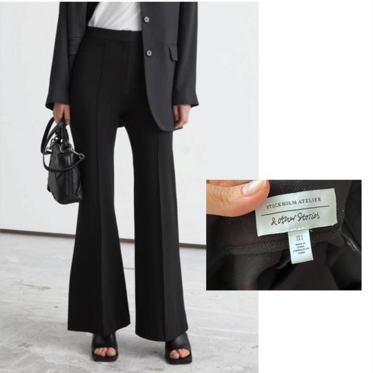  OTHER STORIES Tight Ribbed Flared Trousers in Black