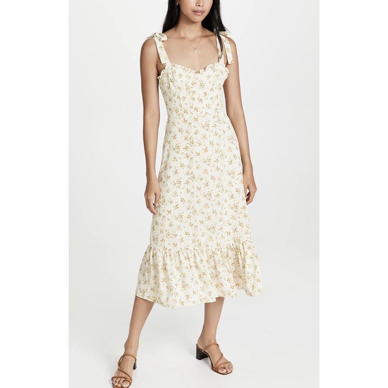 OPT Toile de Jouy Dress White Floral Midi Dress... Depop