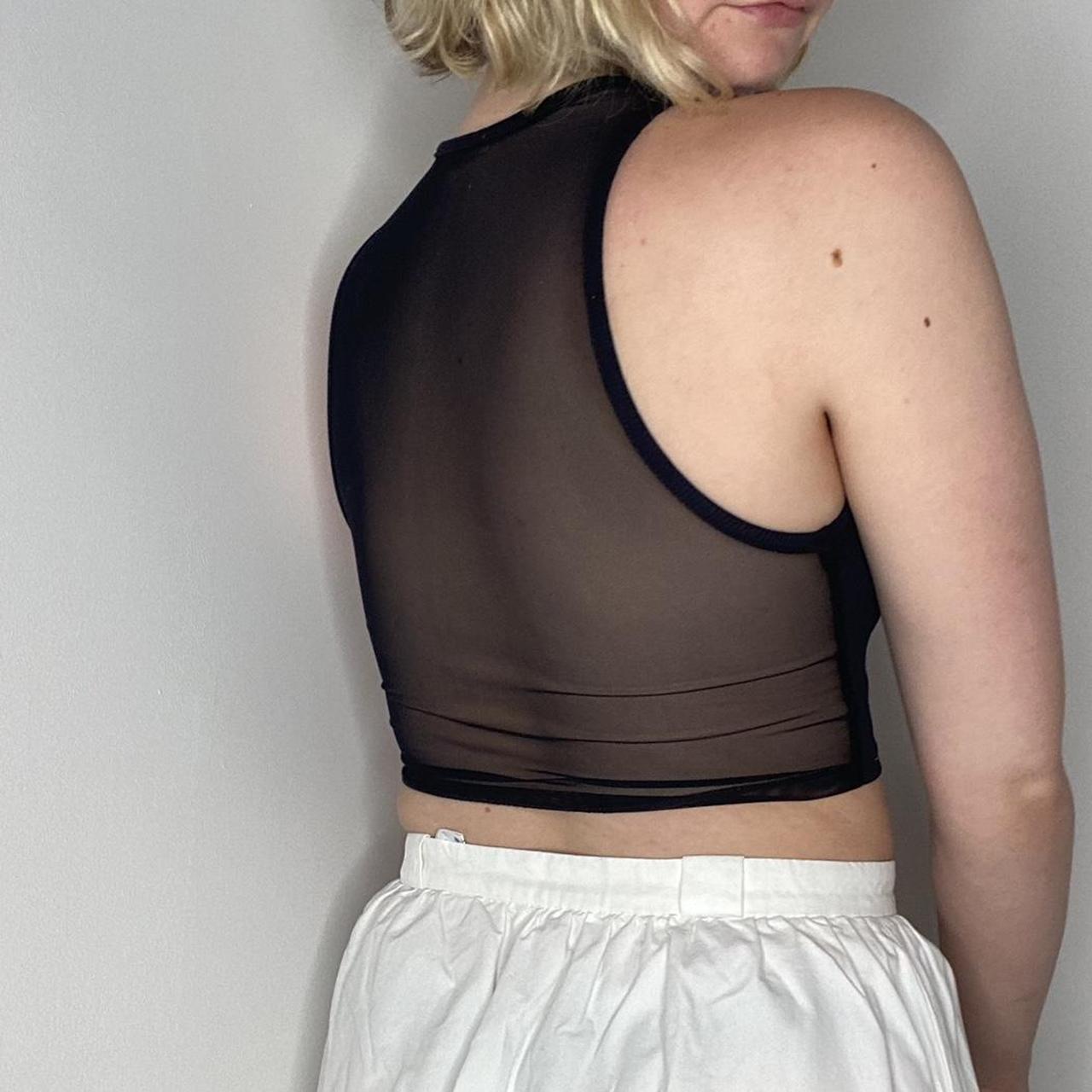 Zara sheer back black sleeveless crop top size... Depop