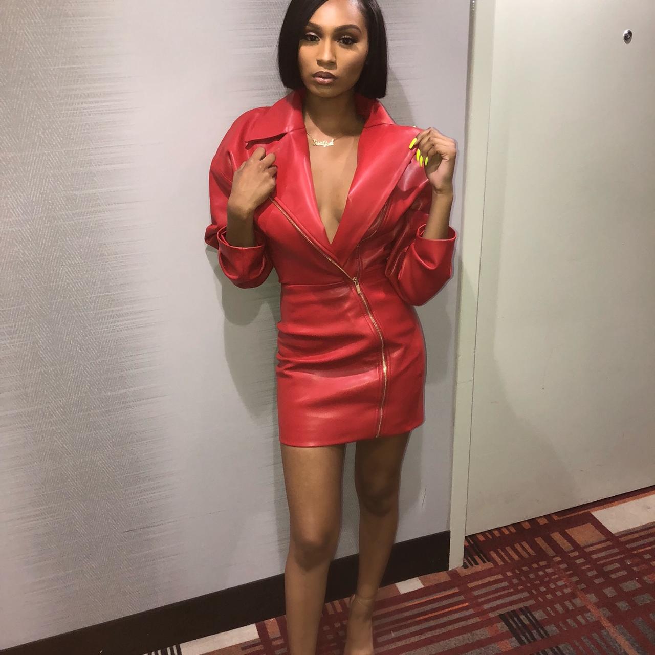 House of cb cheap red leather dress