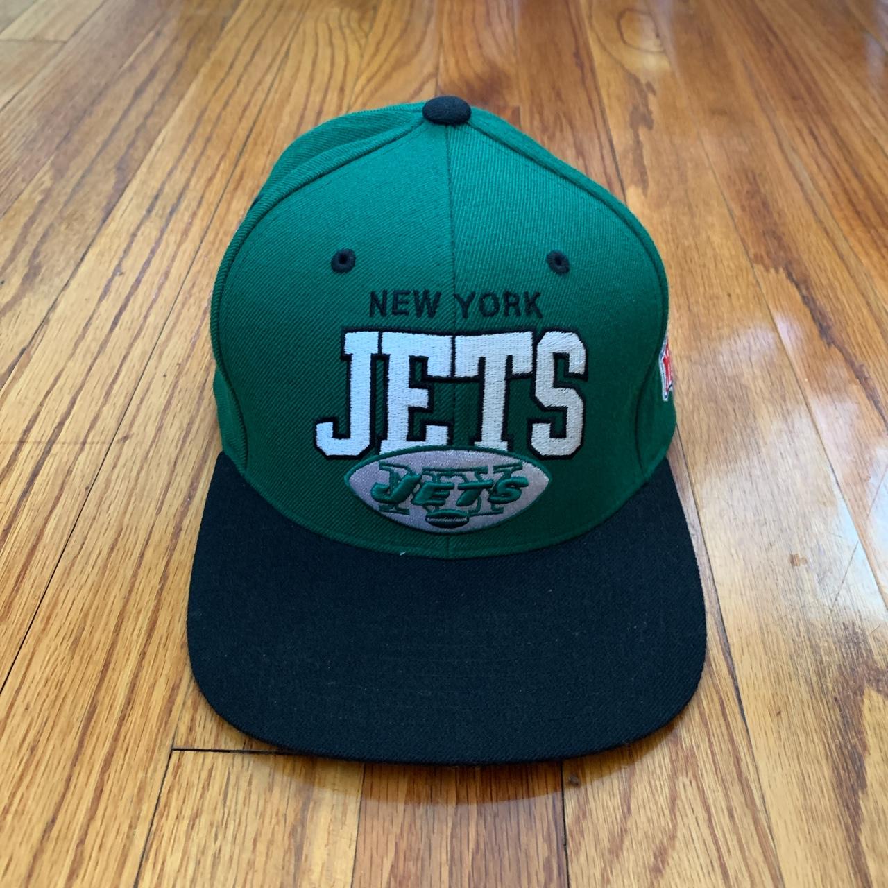 green new york jets mitchell & ness snapback hat in - Depop