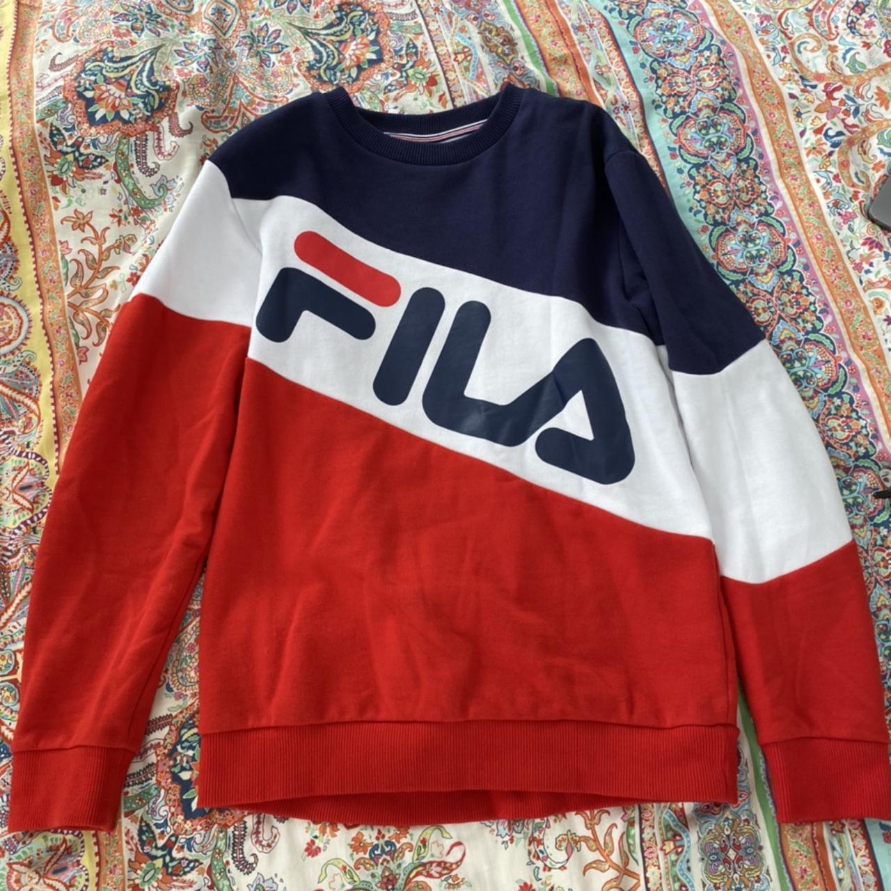 Fila Men's Navy and Red Jumper | Depop