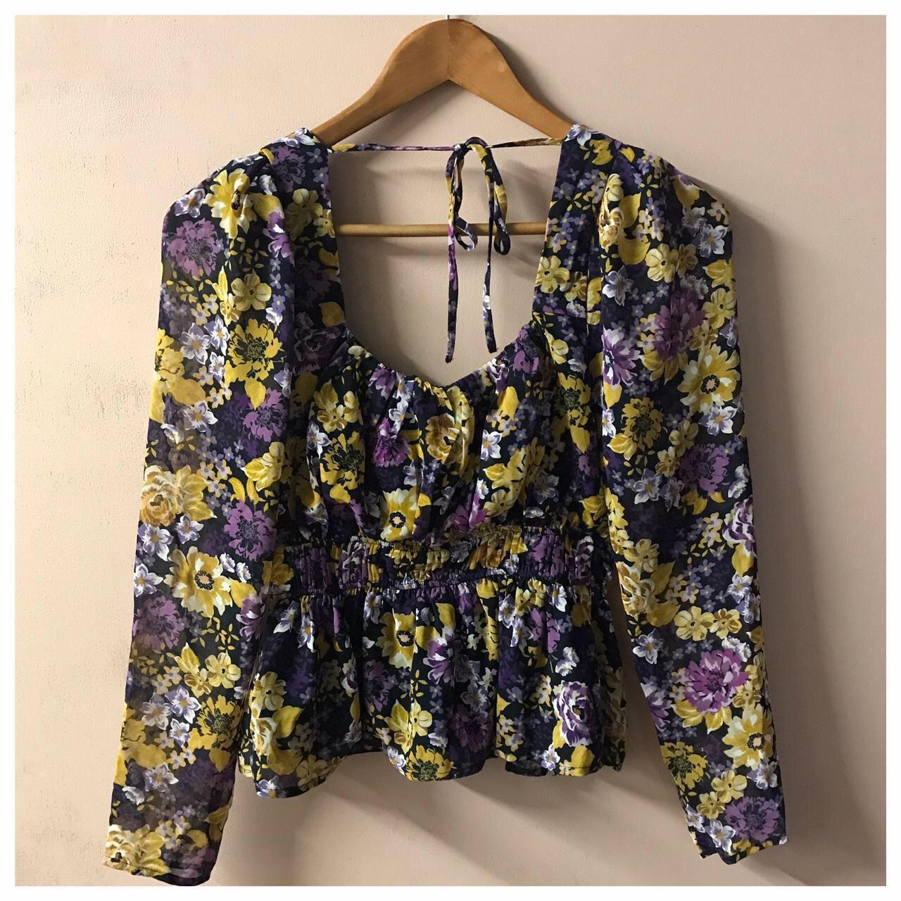 ASTR the Label Purple & Yellow Floral Blouse NWT.... - Depop