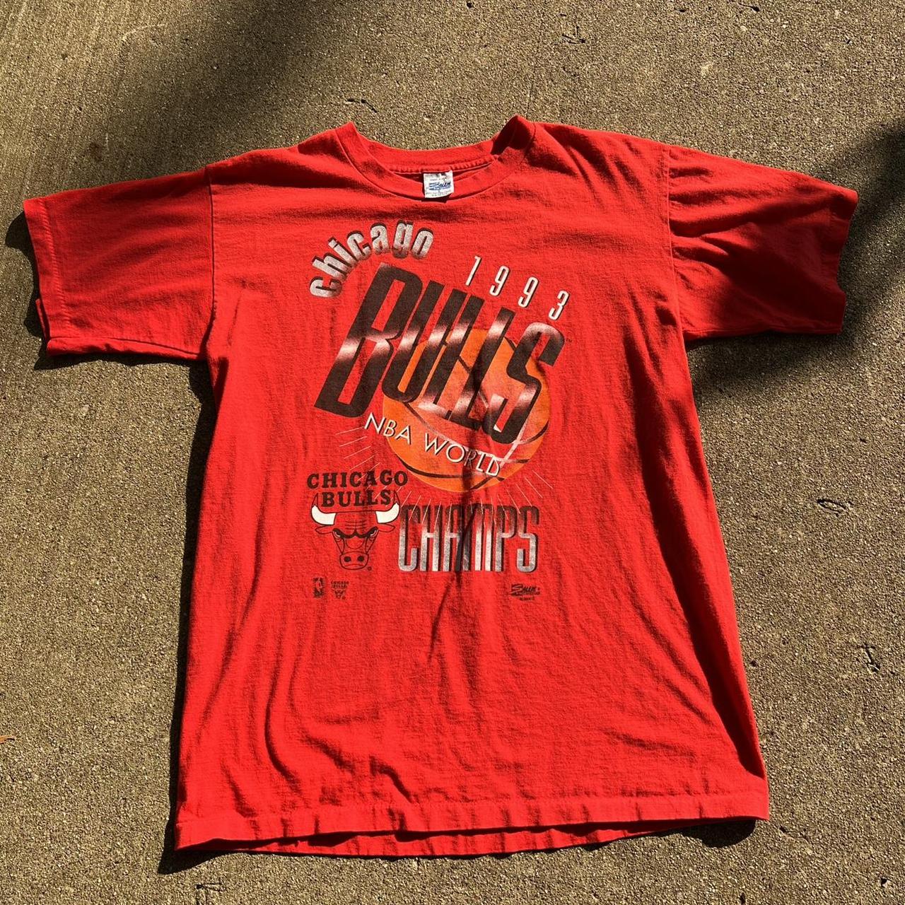 Vintage 1993 Chicago Bulls NBA World Champs T Shirt... - Depop