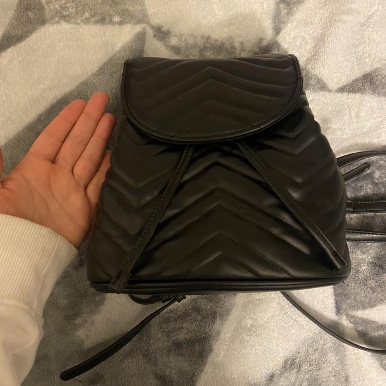 mini black backpack w/ gold hardware 🖤 worn a - Depop