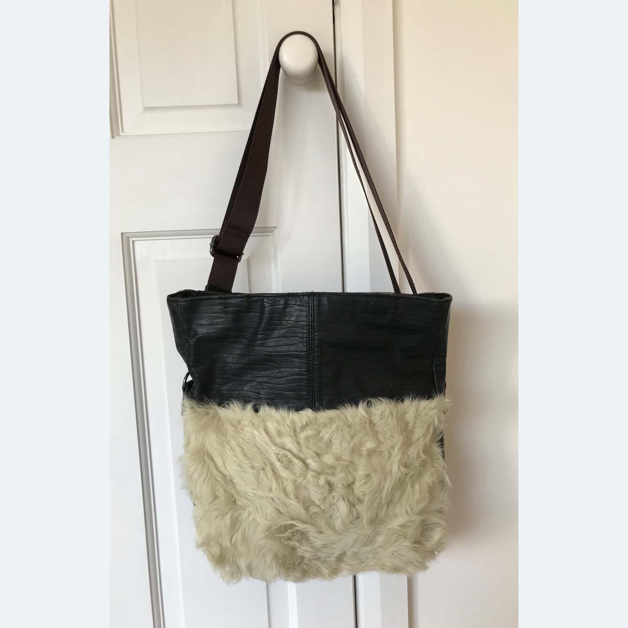 Embossed Leather and Goat Skin Bag with fold over... Depop
