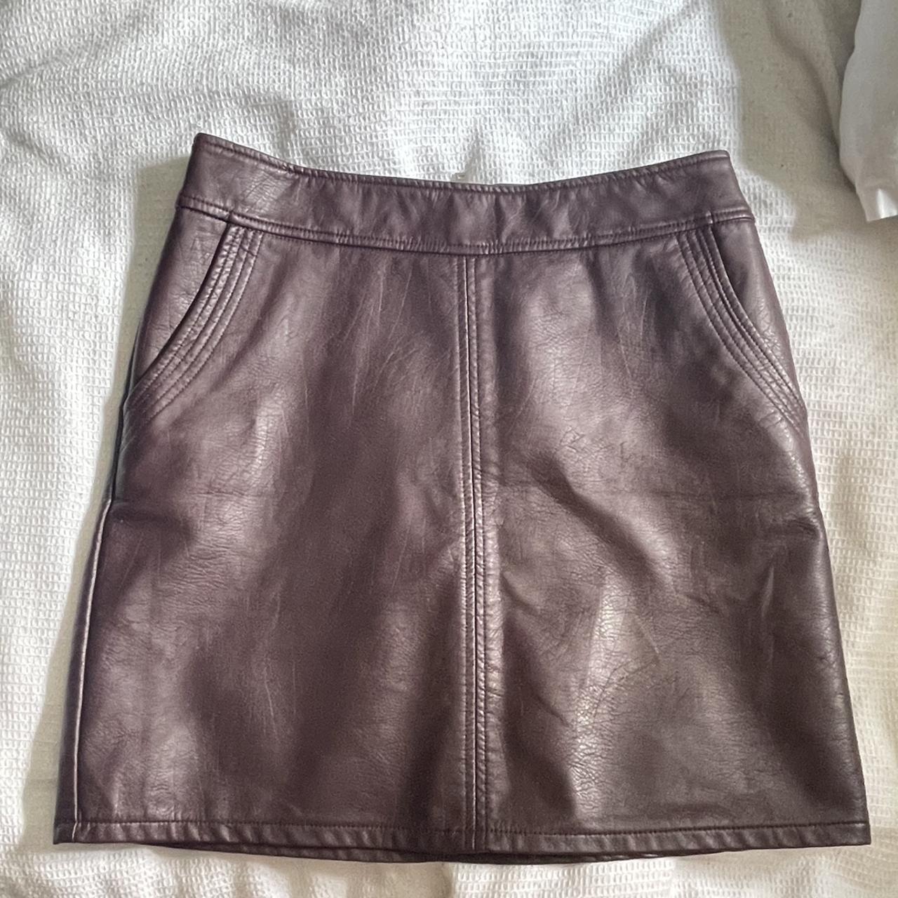 dorothy perkins burgundy leather skirt