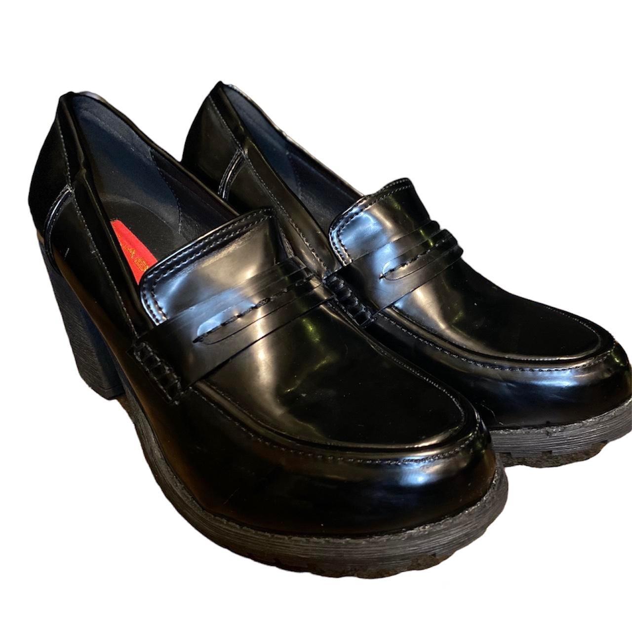 Slip On Block Heel Leather Loafers Made of faux... Depop