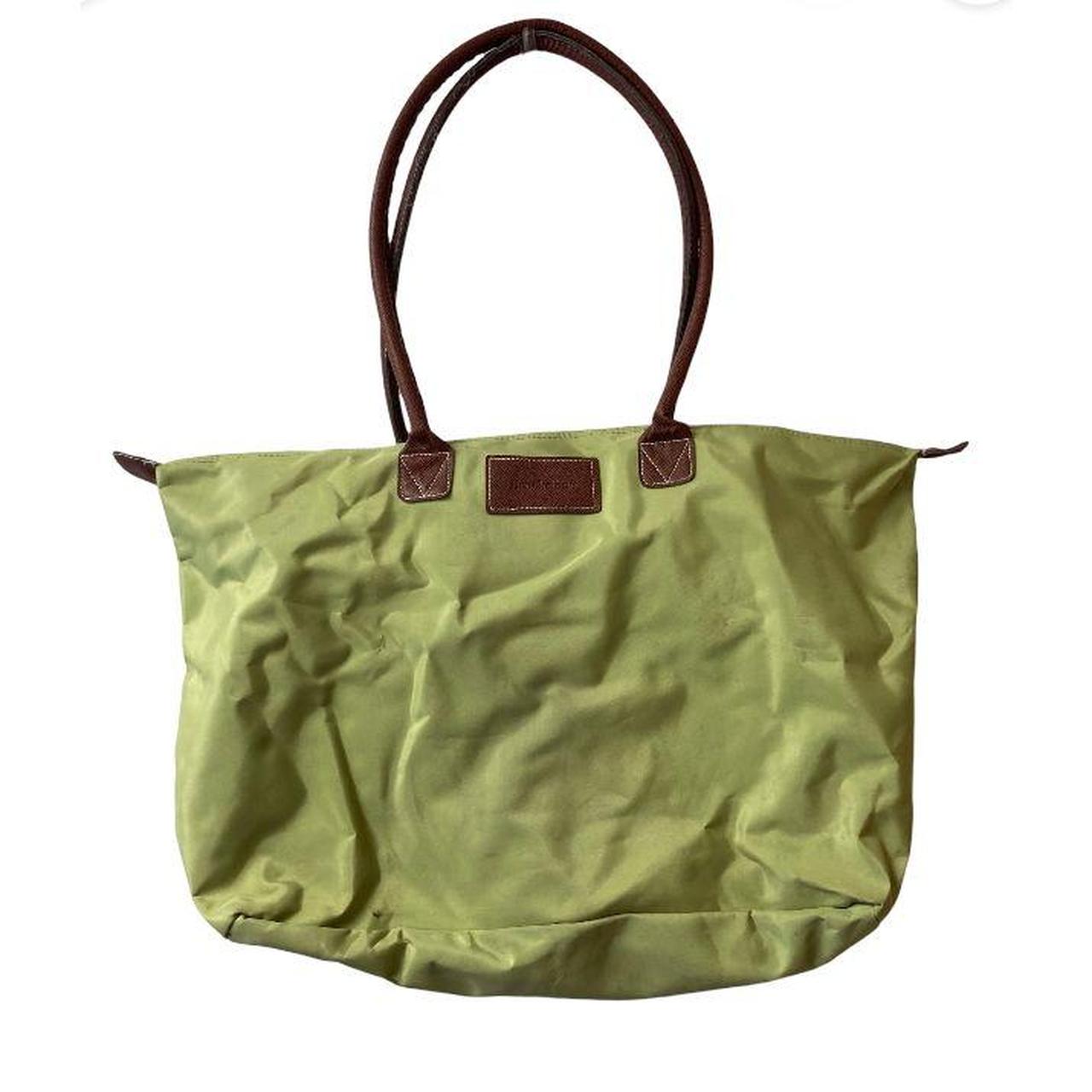 Brookstone tote bag with leather handles green and Depop