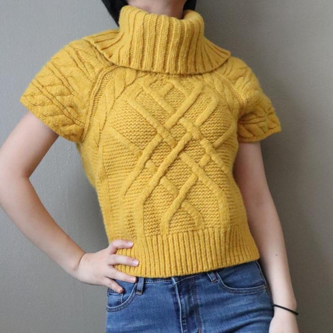 Chunky Knit Short Sleeve Turtleneck Sweater From Depop 