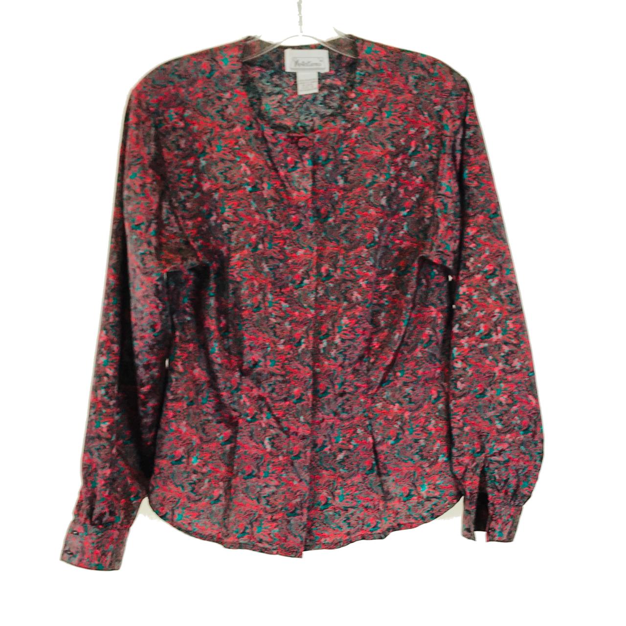 Women's Red and Green Blouse